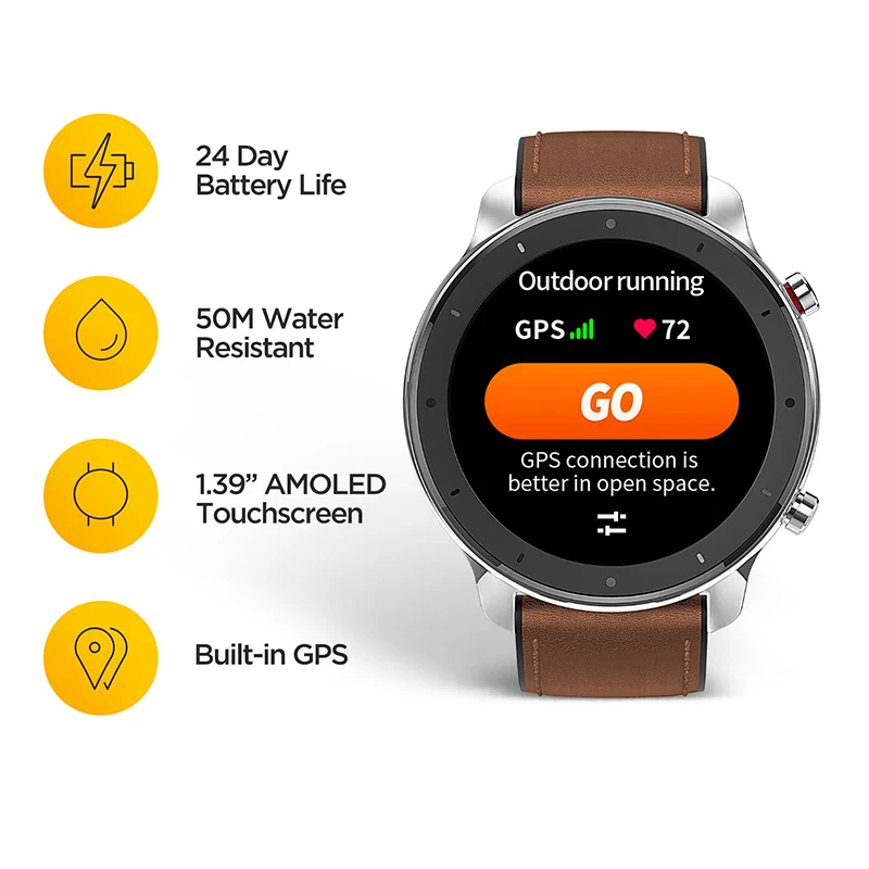 Из России- Amazfit GTR 47 мм gps Смарт-часы Мужские 5ATM водонепроницаемые Смарт-часы 24 дня батарея AMOLED экран 12 спортивных режимов- Используйте промо-код GTRRU10