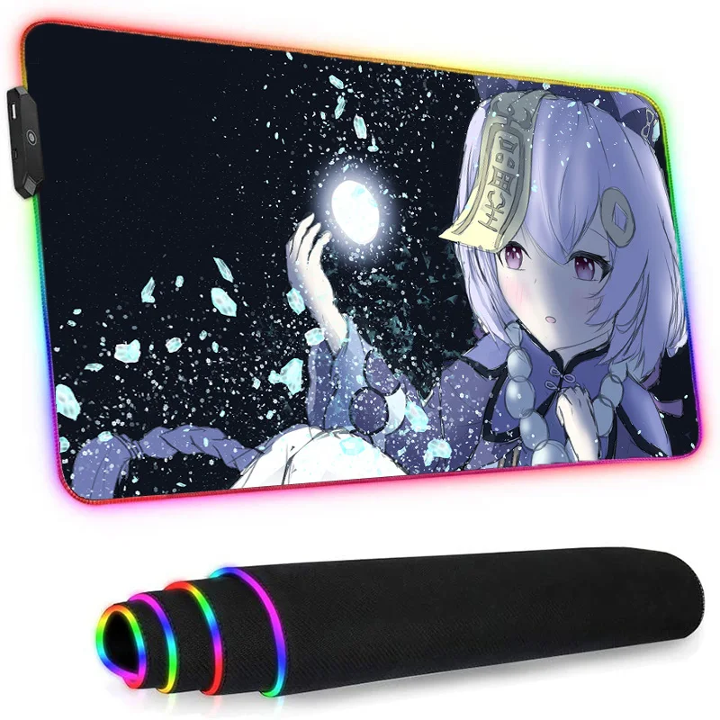 Led mousepad rgb anime genshin tapete de impacto deus da guerra tatuagem magia battletiger jogos longteng dedales gamer tapete luminoso