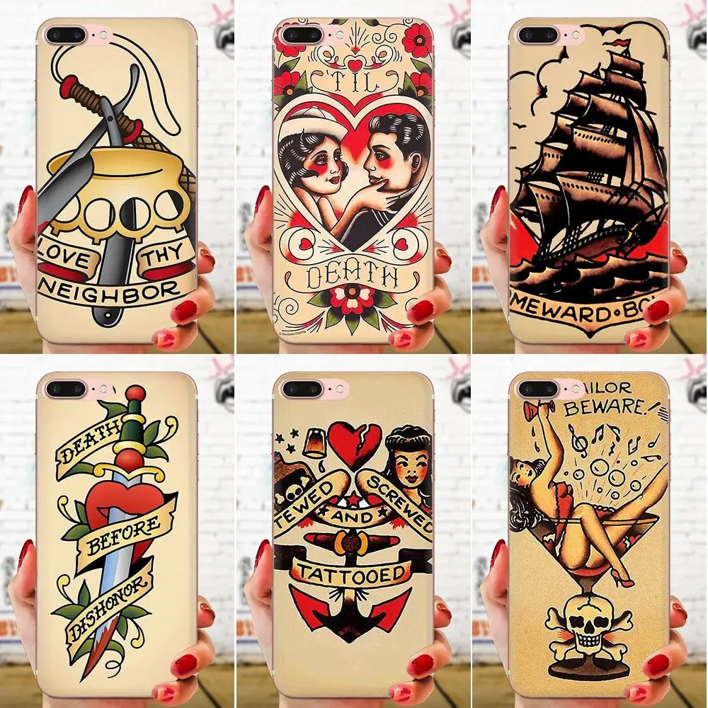 Моряк Джерри татуировки 06 для Huawei NOVA 2 V20 Y3II Y5 Y5II Y6 Y6II Y7 Y9 G8 G9 GR3 GR5 GX8 Prime 2018 2019 мягкий