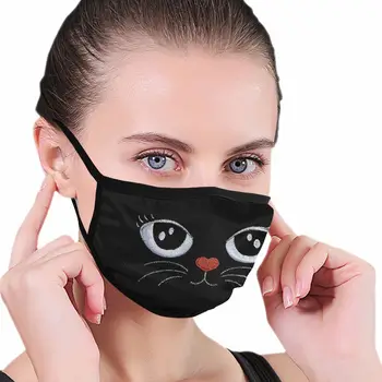 

Kitty Cat print Black edge dust mask, suitable for outdoor sports activities, washable and reusable