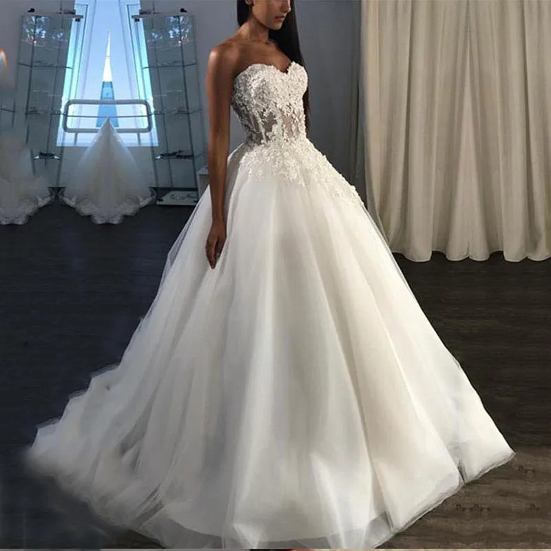 

Eightale Princess Wedding dresses 2020 Sweetheart Appliques Lace bridal dresses Lace Up Wedding Gowns vestidos de noiva