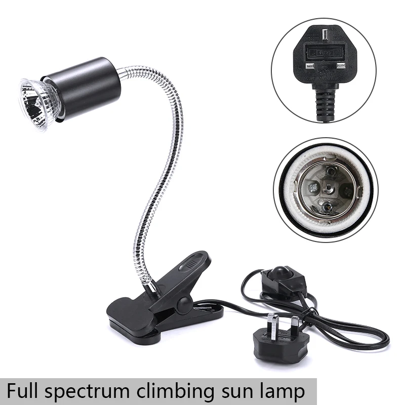 Lámpara para reptiles, luz de temperatura curvada de tortuga, UVA, UVB, montaje de calefacción con Clip + soporte de lámpara, iluminación de acuario para mascotas y Habitat