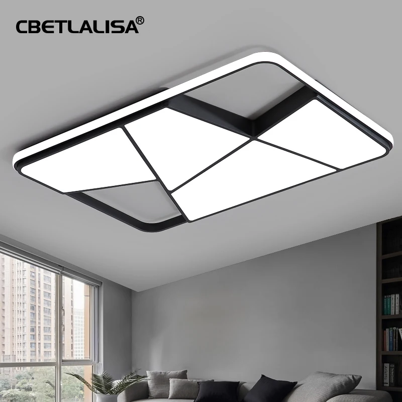 Современные светодиодные потолочные светильник для гостиной спальня кабинет кабинета белый или черный 95-265V квадратный потолок лампы,светилтник