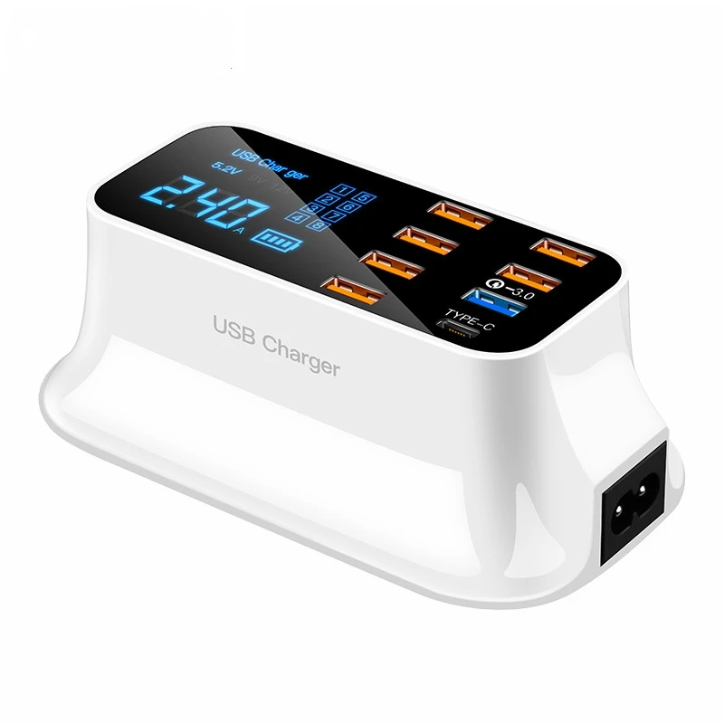 Настольная зарядная станция Fanshu с 8 USB портами и светодиодным дисплеем 3 0|Зарядные