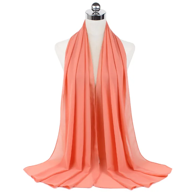 High Quality Good Stitching Stitch Plain Premium Heavy Chiffon Hijab Scarf Malaysian Women's Scarves Hijabs Long Shawl Shawls 44