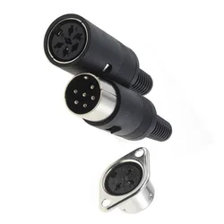 2pcs(1 pair) Male Female S Type DIN  Power Plug Connectors 3/4/5/6/7/8 Pin Hulled Panel Mount Chassis Solderless Keyboard Jack