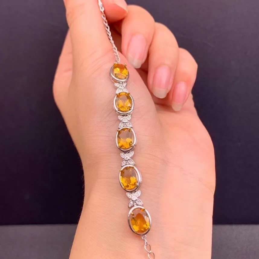 

New Natural Citrine Bracelet 925 Silver Young Style High-quality Light Luxury Gift for Girlfriend and Girlfriend
