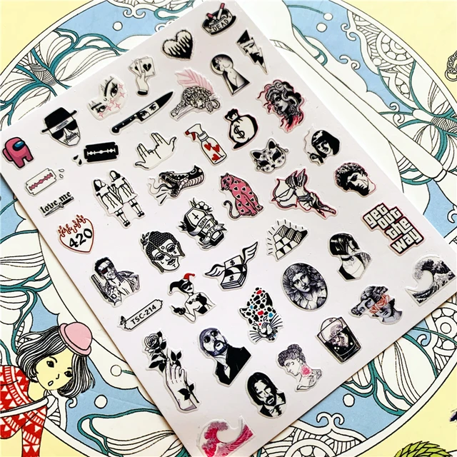 TSC-293 TSC-287 Japanese cartoon anime clown character 3D Back glue Nail Art Stickers Decals Sliders Nail ornament decoration TSC-214