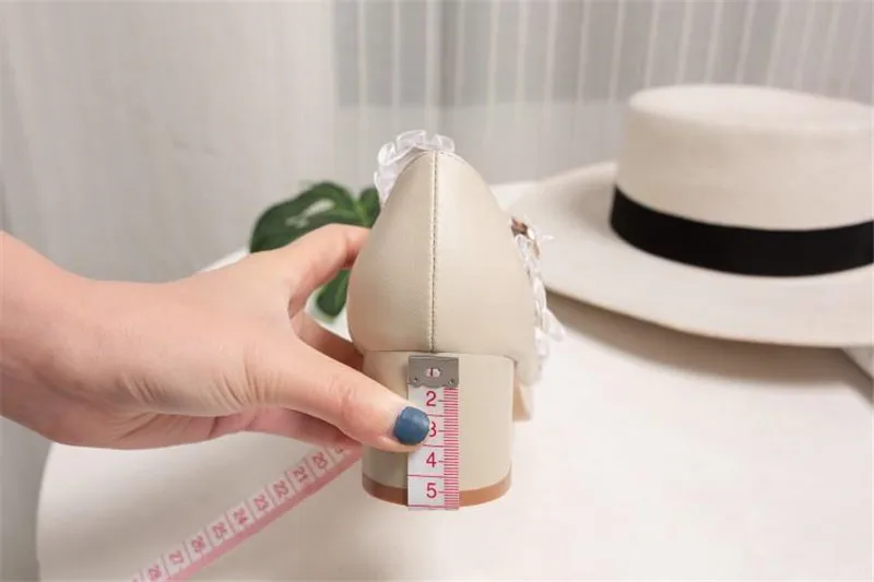 2020 Spring New Sweet Bow Women Pumps Lolita Shoes Fashion Lace Thick 5cm High Heel Buckle Strap Shoe Pumps Woman Big Size 30-46 (23)