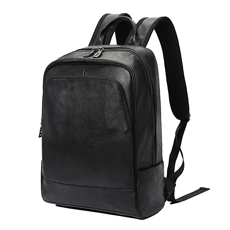 

Man Both Shoulders Package Concise Genuine Leather Backpack Male Cowhide Trend Youth Leisure Time Travel Computer Bag