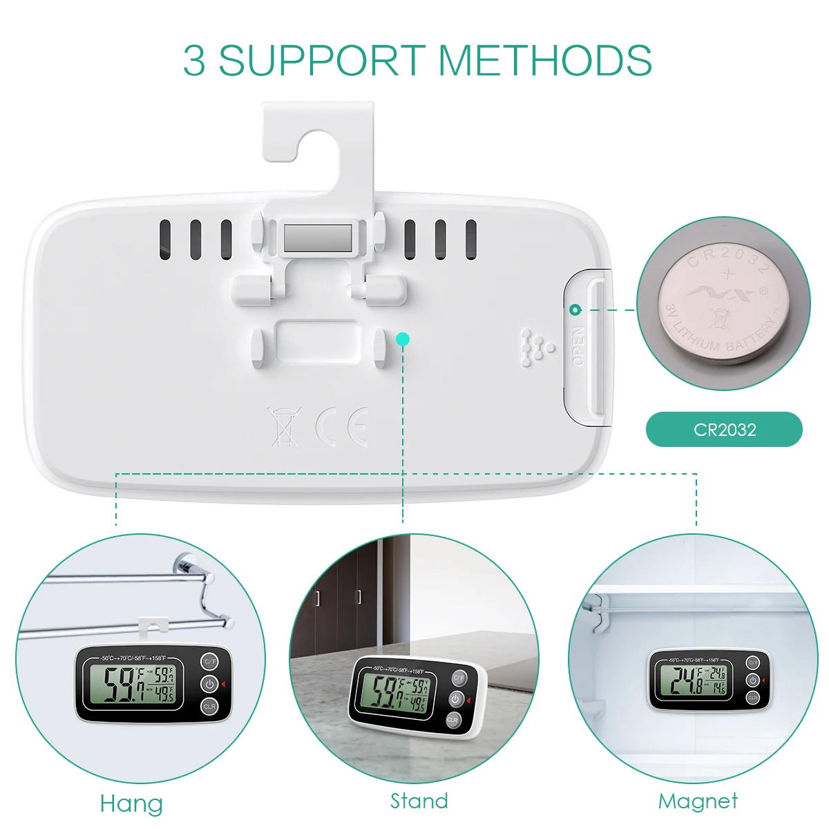 Oria ORIA Refrigerator Thermometer, Wireless Digital Freezer