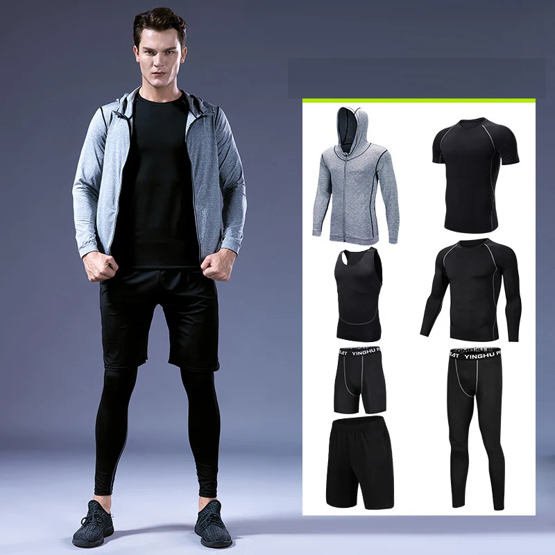 Workout Sports Men Clothing Set Jogging Sportswear Gym Run Outdoor Tights Suit
