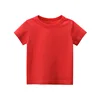 2024 Summer Girls Boys Solid T-Shirts Clothes 100% Pure Cotton Short Sleeve Yellow Red Green Kids UnderShirt Bottomming Clothing 3