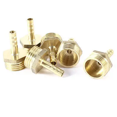 

6pcs 1/2PT Male Thread 6mm Air Gas Hose Barb Fitting Coupler Adapter Gold Tone