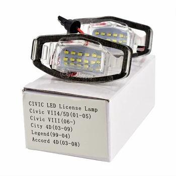 

2Pcs For Honda Accord 7 8 Civic 7 8 City 4 Mk4 MR-V Pilot Odyssey LED Car License Plate light Auto Tail Number Lamps