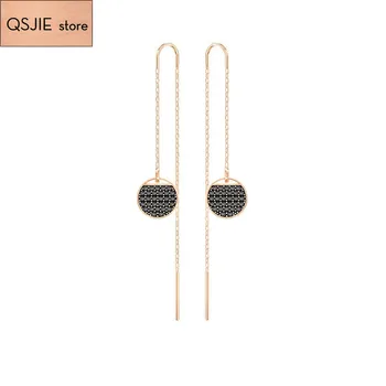 

High Quality Swa Simple New Noble Lady's Geometric Round Long Earrings