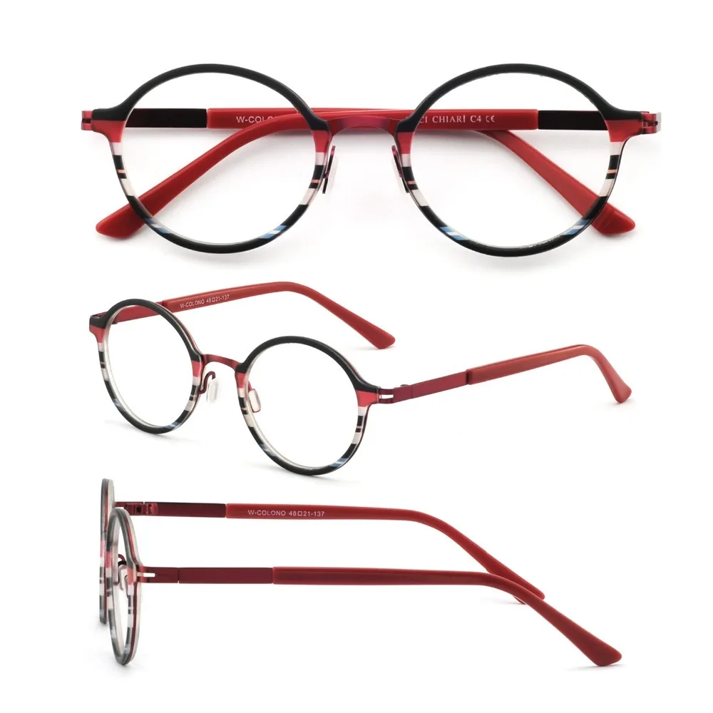 OCCI CHIARI Италия дизайн темно-синие крутые полосы полный обод очки для мужчин женщин круглые прозрачные очки с прозрачными очками W-COLONO