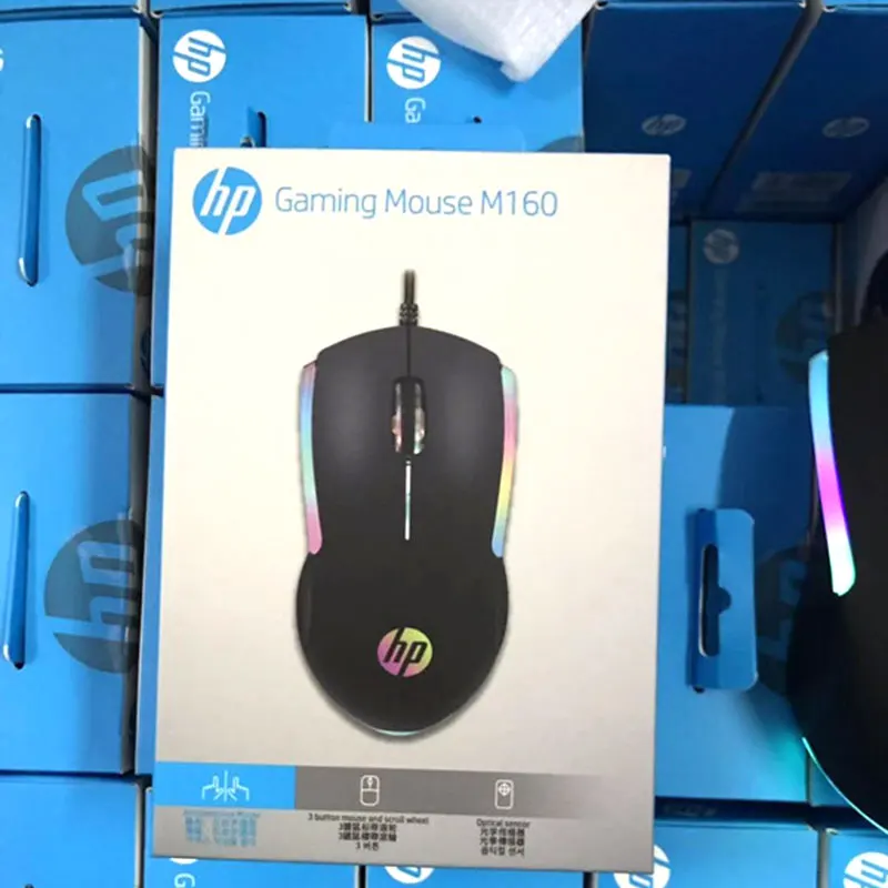 Рекламный подарок RGB Мышь hp USB Проводная игровая мышь M160 оптическая dpi 1000 3D эргономичная геймерская мышь для компьютера ноутбука