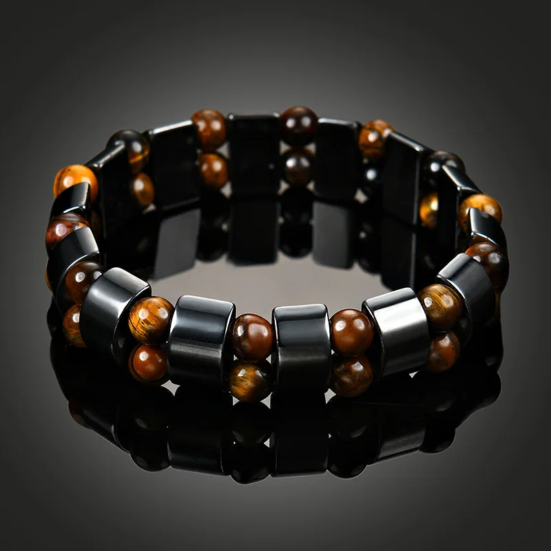 

Hematite Tiger's Eye Charm Bracelets Men Tiger Eye & Hematite Bracelets for Women Natural Energy Stone Double Bracelet Jewelry