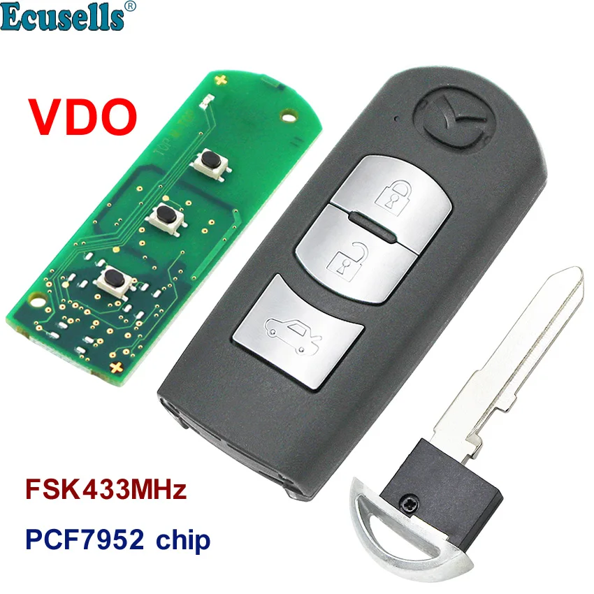 3 кнопки FSK 433 МГц умный дистанционный ключ VDO система PCF7952 чип MAZ24R Аварийный