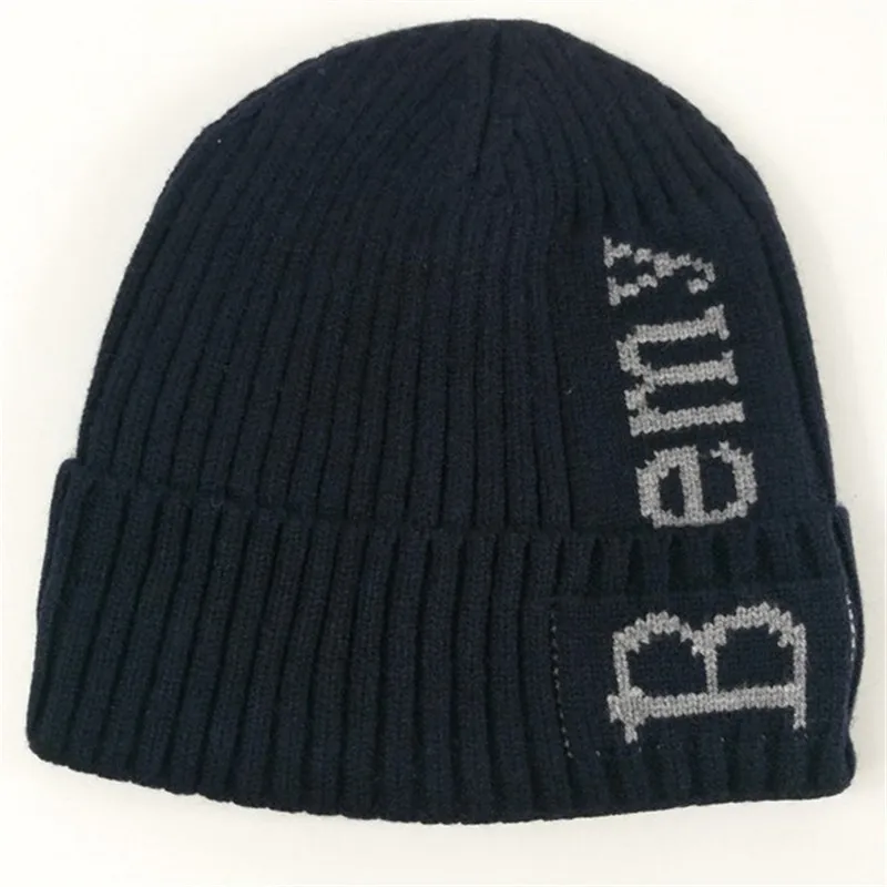 Вязаные мягкие зимние шапки Skuiless Beanies мужские и женские Простые Модные шерстяные повседневные унисекс с буквенным принтом Docker шапки - Цвет: Navy