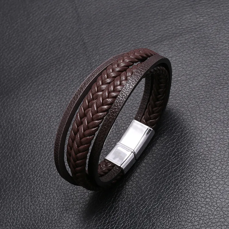 LETAPI New Fashion Classic Genuine Leather Bracelet For Men Hand Charm Jewelry Multilayer Male Bracelet Handmade Jewelry - Image 2