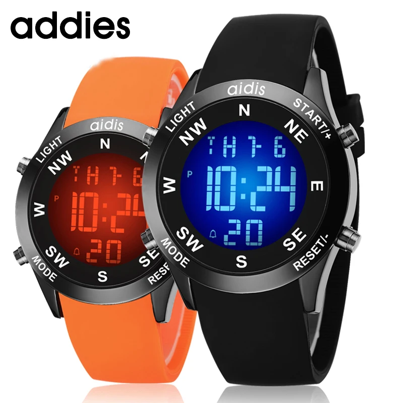 

ADDIES Top Brand Silicone Belt Calendar Week Outdoor Sports Led Watch Multifunction Electronic Waterproof Digital Wrist watch
