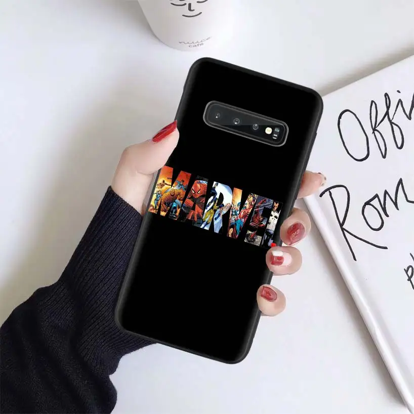 Железный человек Марвел Мстители чехол для samsung Galaxy S10+ Plus Lite Note 10 9 8 S9 S8 J4 J6+ Plus S7 S6 черный чехол для телефона - Цвет: BS016-6
