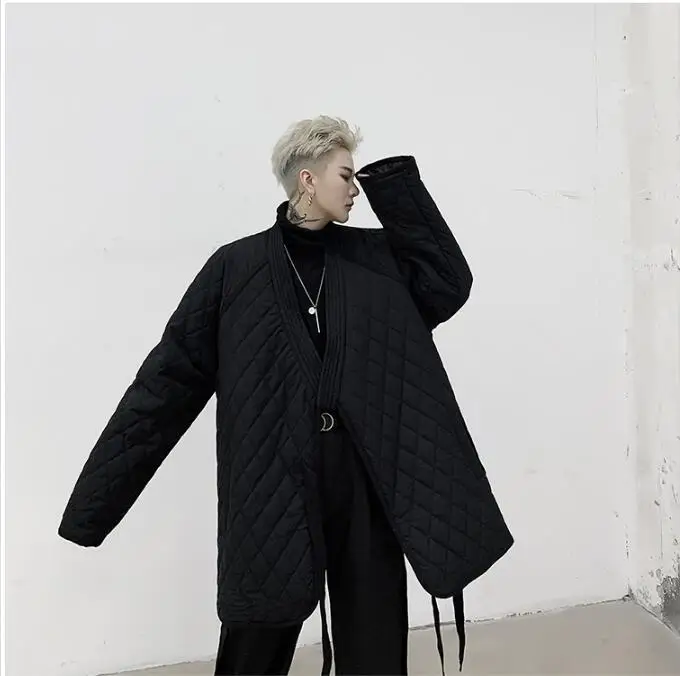 M-XL! Зимняя одежда темного японского стиля, мужское свободное тонкое хлопковое пальто, Мужская молодежная теплая куртка, пальто