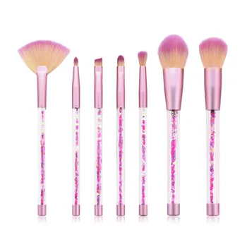 

7Pcs Makeup Brushes set Transparent Crystal Glitter Handle NOT LIQUID For Powder Foundation Make Up Brush KIT T07063
