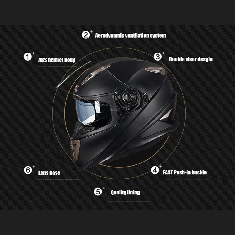 Новый GXT Moto шлем с двойным козырьком moto rcycle Полнолицевые Шлемы rbike M L XL размер