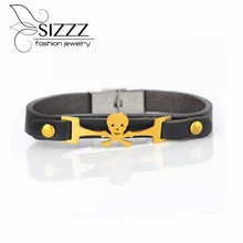 22,5 см длинные новые классические кожаные цепи аксессуары оптом браслет со скелетом и браслеты для мужчин