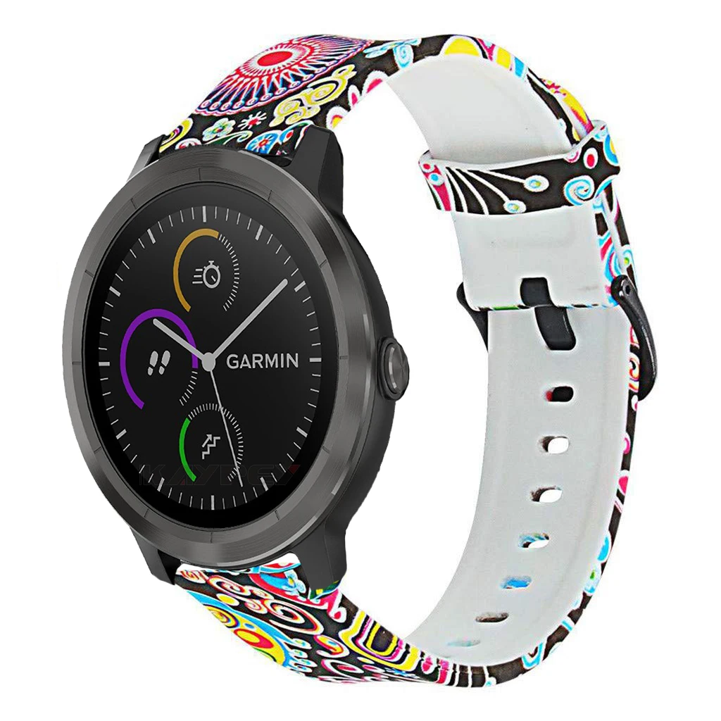 Камуфляж цветок мягкий силиконовый ремешок для Garmin vivoactive 3 vivomove3 HR умный Браслет для Garmin Forerunner 645 музыкальный браслет