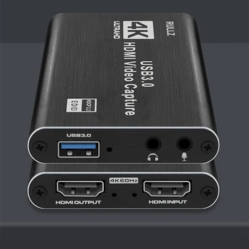 

4K 60fps 1080P HDMI Video Capture Card Audio Loop Out Mic USB 3.0 Game Recorder Recording Live Streaming for PS4 Xbox PC Swich