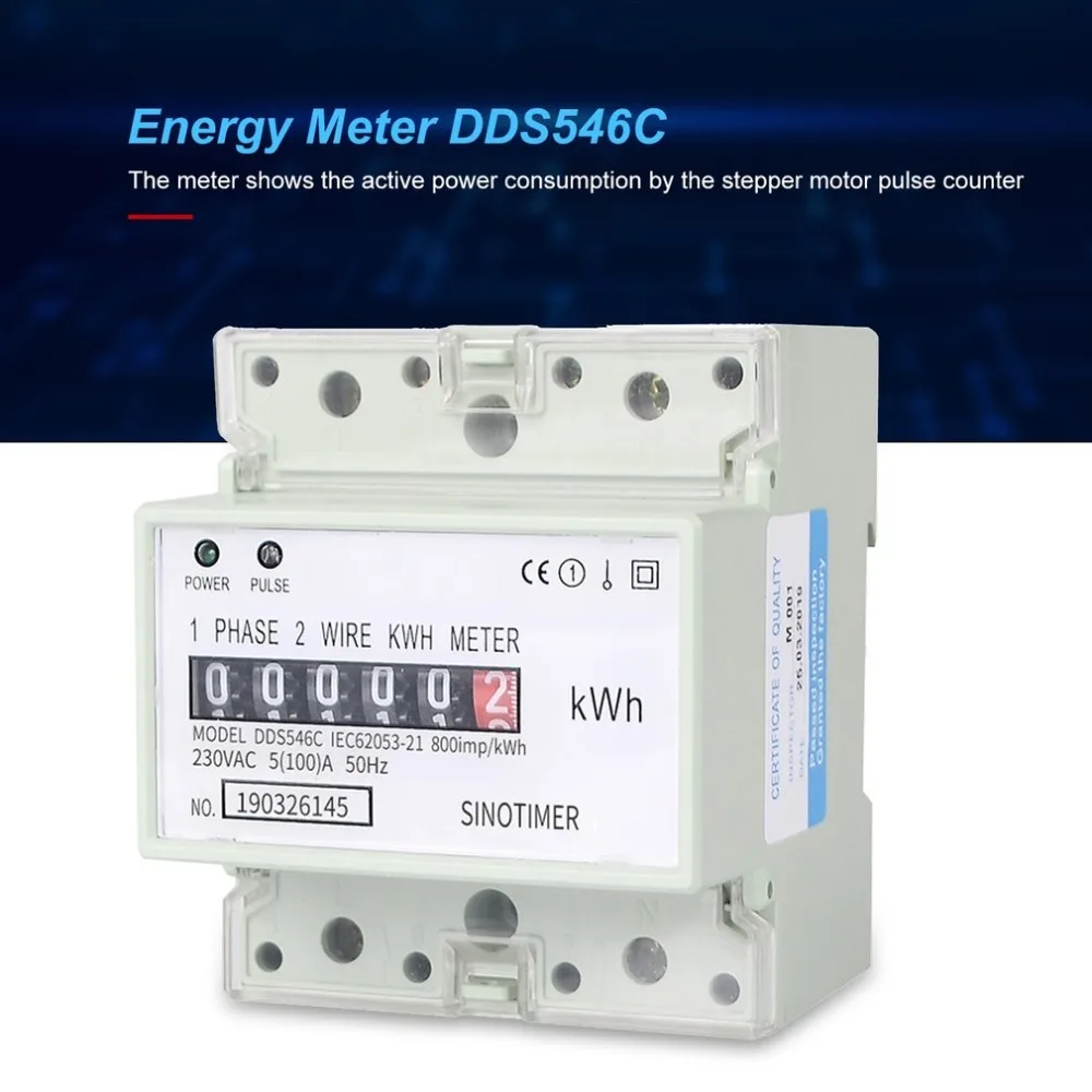SINOTIMER DDS546C 230VAC однофазный счетчик энергии 4P аналоговый Электрический ваттметр бытовой Электрический измеритель на din рейку