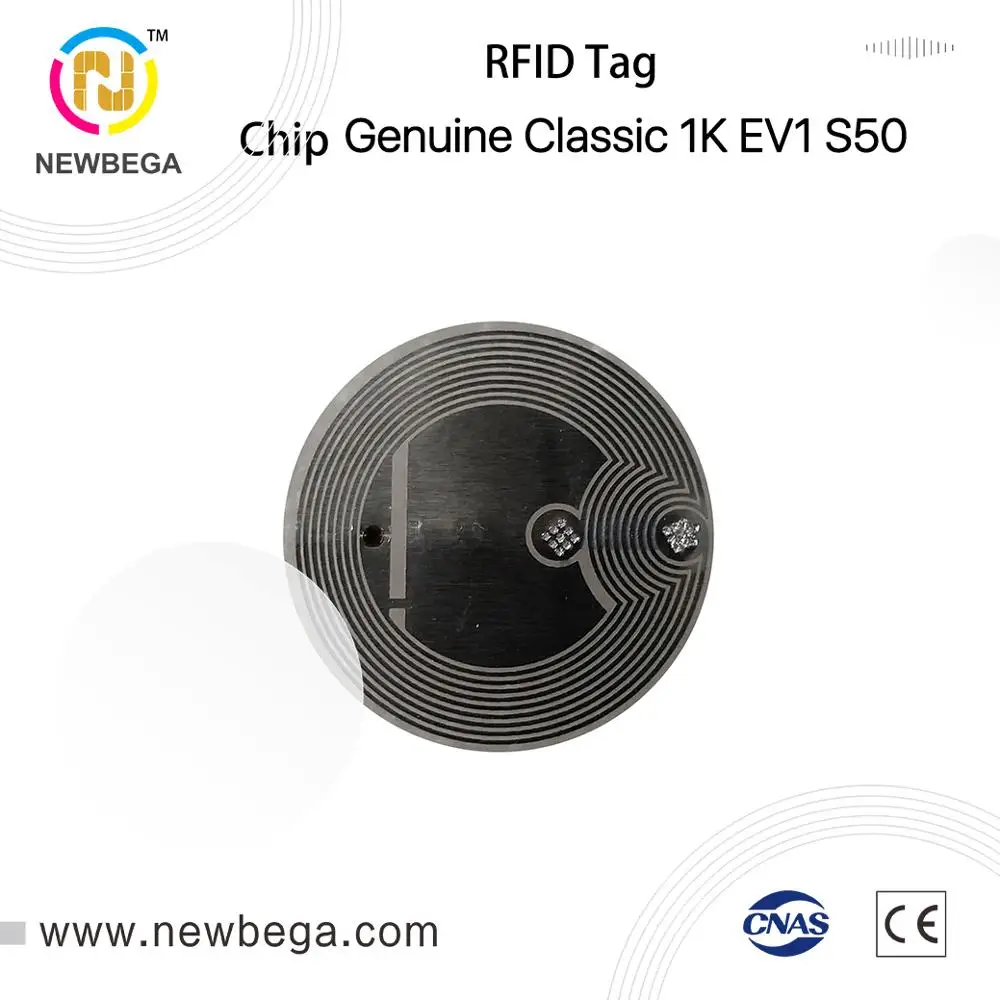 Genuine MF1 IC S50 4Byte 10PCS RFID tags dry inlay diameter 20mm 13.56MHz NFC tag |