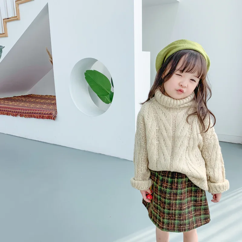Пуловер для девочек кардиган для детей, теплое зимнее вязание, свитер для детей от 3 до 6 лет, свитер с петельками, верхняя одежда - Цвет: beige