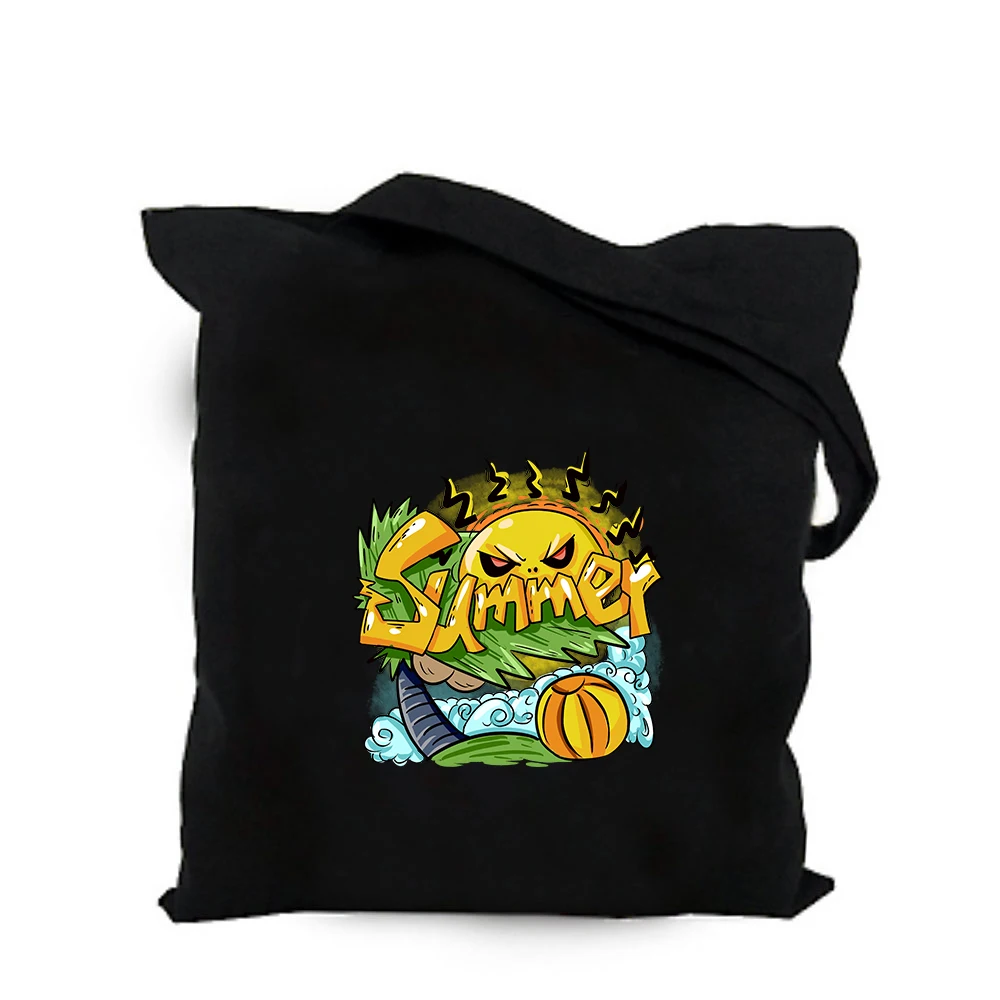 Original Custom logo Canvas Tote Cute Rock Graffiti Cartoon Print Handbag Men or Women Shoulder Bag Kawaii Shopping hand bag |