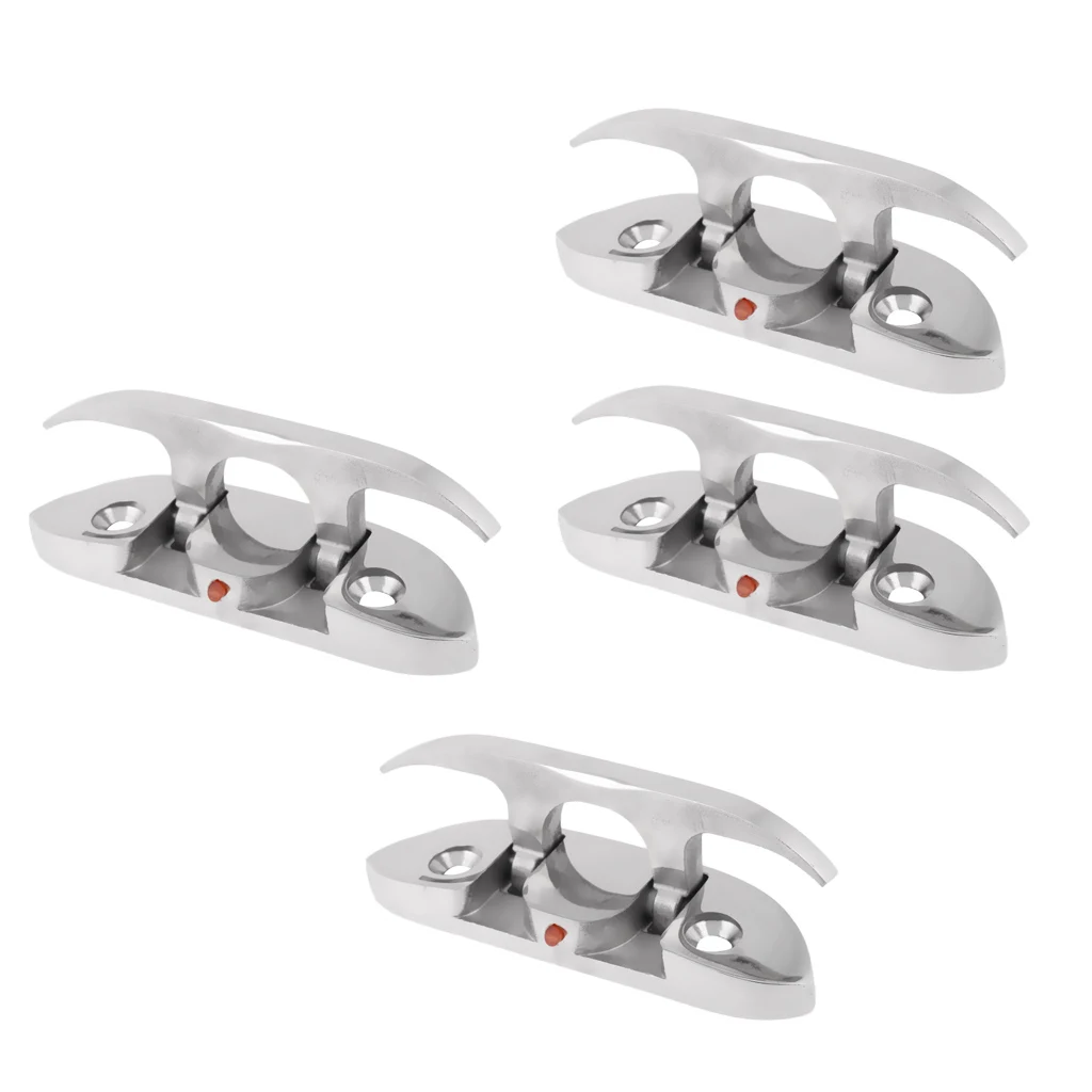 4Pcs Folding Boat Cleat Mooring Deck Cleat 316 Marine Grade Stainless Steel