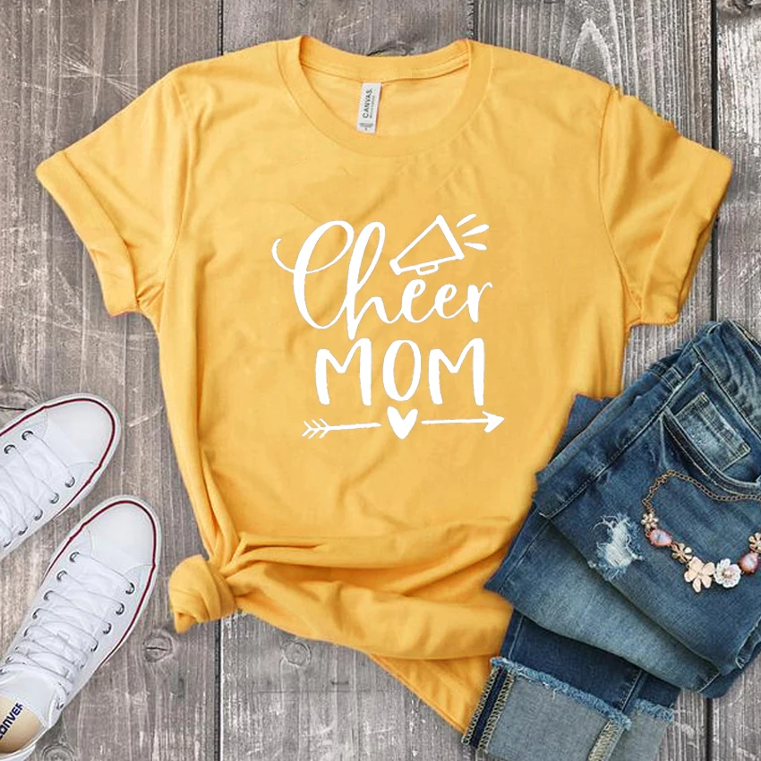 Надпись Cheer MOM персонализированная футболка Женская мода лозунг подарок на день матери гранж tumblr camiseta rosa feminina эстетические футболки художественный Топ