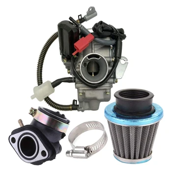 

150cc Carburetor for GY6 4 Stroke Engines Electric Choke Motorcycle Scooter 152QMJ 157QMI with Air Filter Intake Manifol