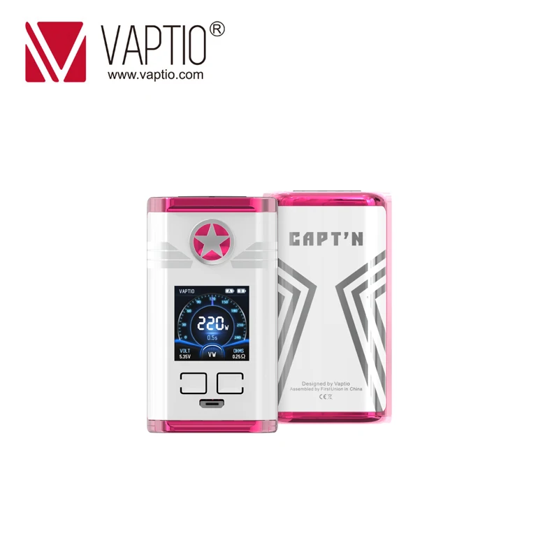 【Gift】испаритель Vaptio CAPT'N 220 Вт VAPE мод с Paragon резервуар поддержка RTA RDA RDTA атомайзер без батареи - Цвет: Розовый