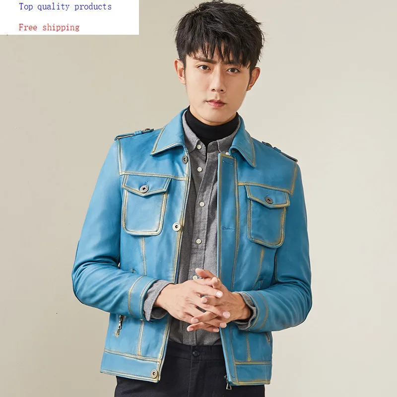 Leather Jacket Sheepskin Genuine Coats Men Korean Short Spring Autumn Jackets MG-1840016 YY283 | Мужская одежда