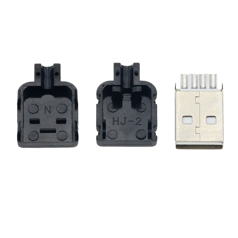 10 шт. DIY USB 2,0 разъем тип A Мужской 4 палец в сборе адаптер спаяное гнездо Тип Черный Пластиковый корпус для подключения данных