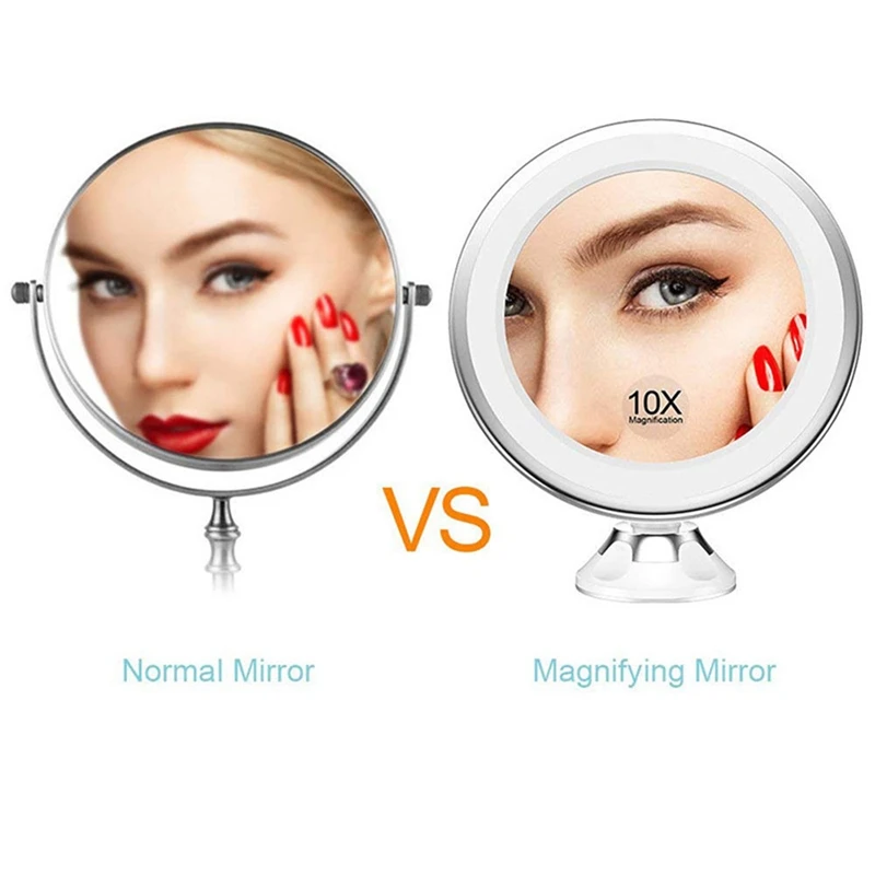 10X увеличительное косметическое зеркало портативный с светодиодный присоской 360 ° вращающийся макияж увеличительное стекло домашний рабочий стол Bathr