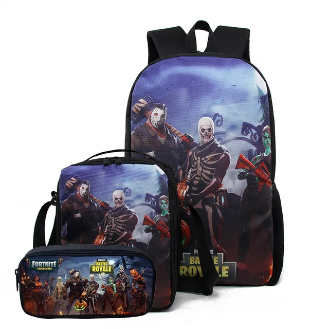 3pcs/Set Backpack Fortnite Shoulder Bag Youth Men Fortress Night Backpack Travel Bag Multifunctional Game Anime Teens Shchoolbag 2