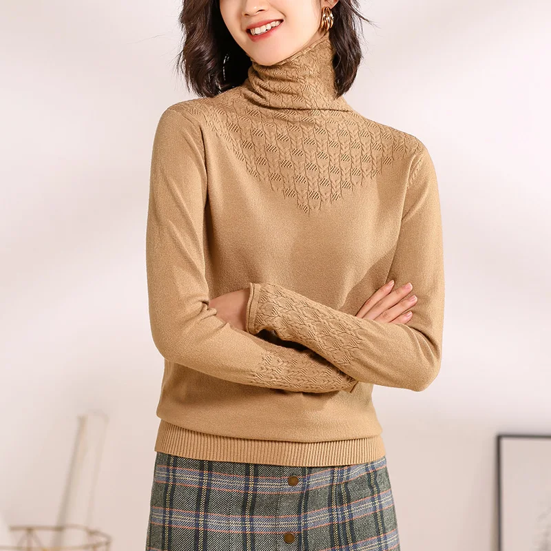 Осень и зима скрученный вязаный женский свитер с высоким воротником и ворсом из толстой шерсти сексуальный женский пуловер Одежда для вечеринок - Цвет: Хаки