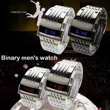 Мужские двоичные светодиодные цифровые наручные часы День отца модный креативный подарок FOU99 Мужские двоичные светодиодные цифровые наручные часы День отца модный креативный подарок FOU99