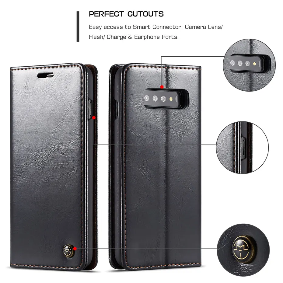 Модный чехол-книжка из искусственной кожи для samsung galaxy S6, S7, S8, S9, S10 plus, чехол с магнитной застежкой для Note8, Note9, чехол