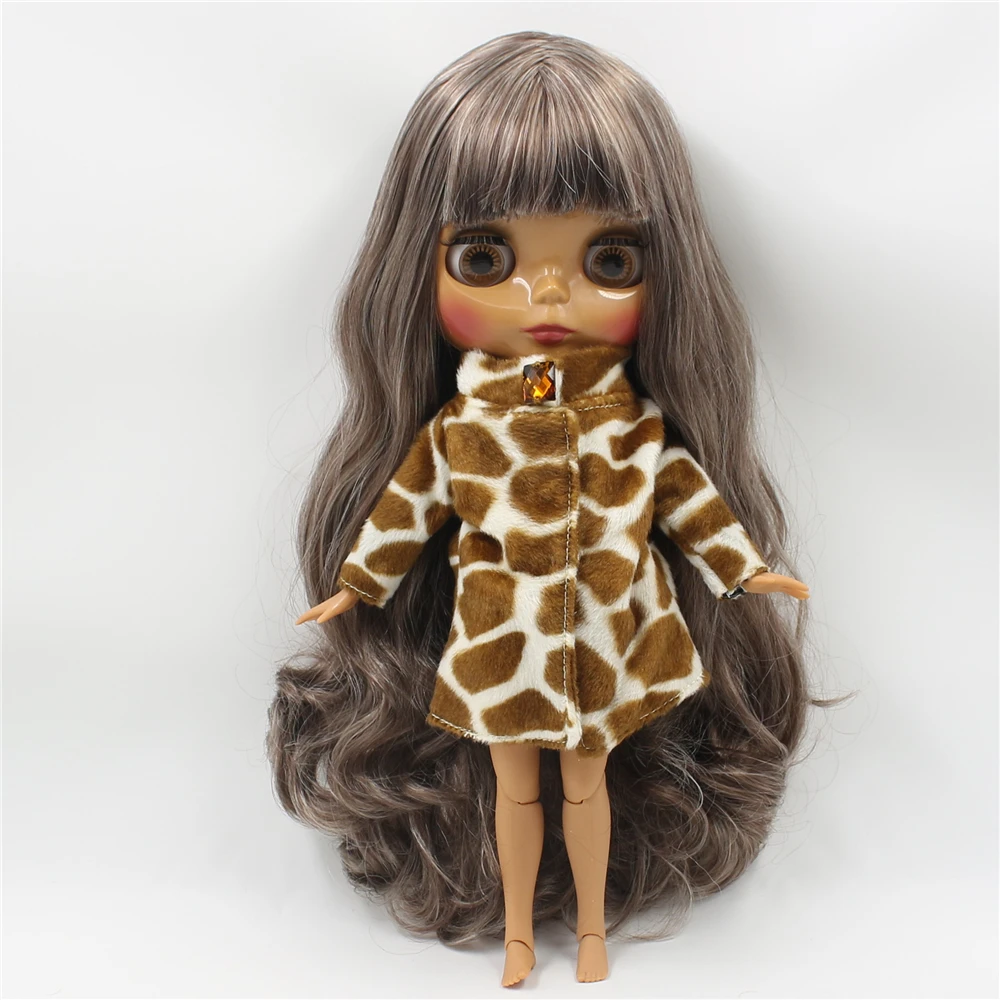 

Blyth Nude Doll Dark Skin Joint Body Mix Color with Bangs Suitable DIY makeup doll toys for girls